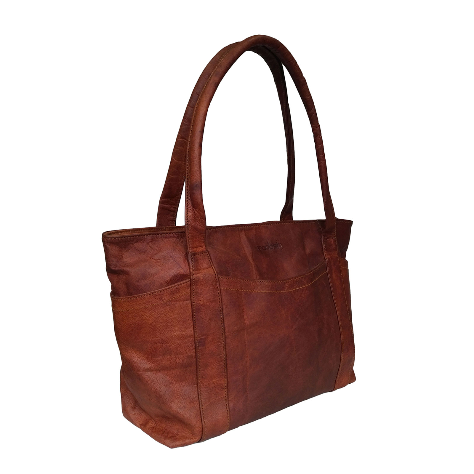 Womens Shoulder Handbag Genuine Leather Brown Ladies Tote  Purse 